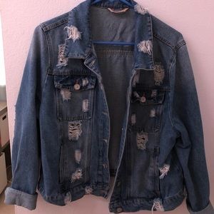Blue distressed jean jacket